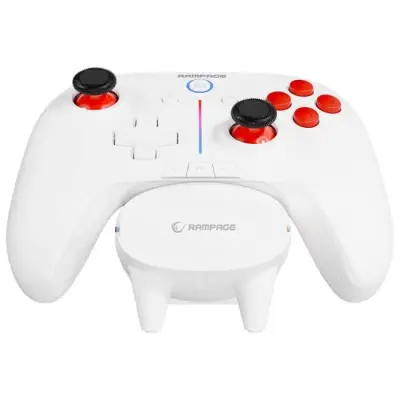 Rampage Hydra Pro Pad bezprzewodowy RGB 2.4G Hall, spusty magnetyczne ze stacją ładującą biały