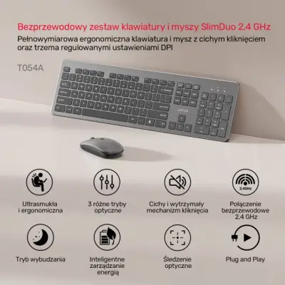 Unitek Zestaw SlimDuo 2.4G bezprzewodowa myszka i klawiatura