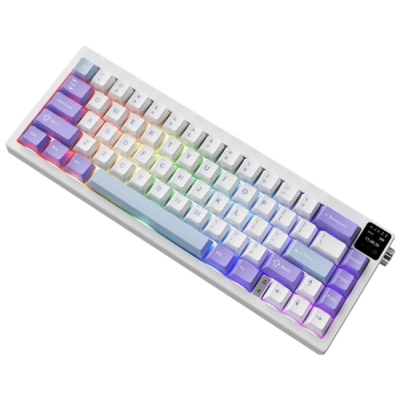 Klawiatura mechaniczna bezprzewodowa Ajazz AK650 Dream Weaver Switch Purple White Blue RGB z ekranem