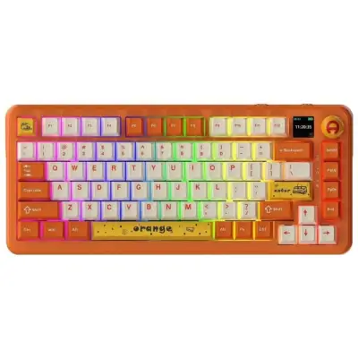 Klawiatura mechaniczna bezprzewodowa Ajazz AK820 MAX Avocado Switch Orange White RGB z ekranem