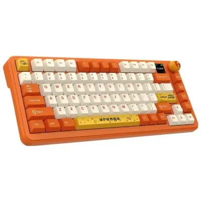 Klawiatura mechaniczna bezprzewodowa Ajazz AK820 MAX Avocado Switch Orange White RGB z ekranem