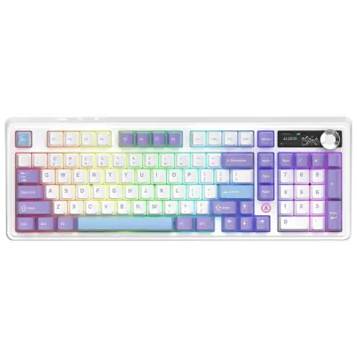 Klawiatura mechaniczna bezprzewodowa Ajazz AK980 V2 Gift Switch V2 Purple White Blue z ekranem
