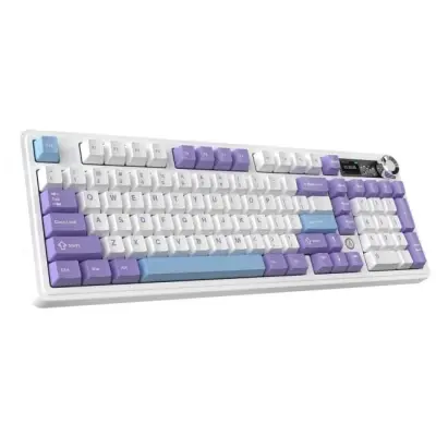 Klawiatura mechaniczna bezprzewodowa Ajazz AK980 V2 Gift Switch V2 Purple White Blue z ekranem