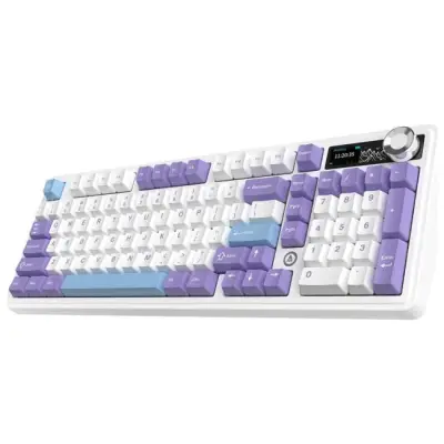 Klawiatura mechaniczna bezprzewodowa Ajazz AK980 V2 Gift Switch V2 Purple White Blue z ekranem