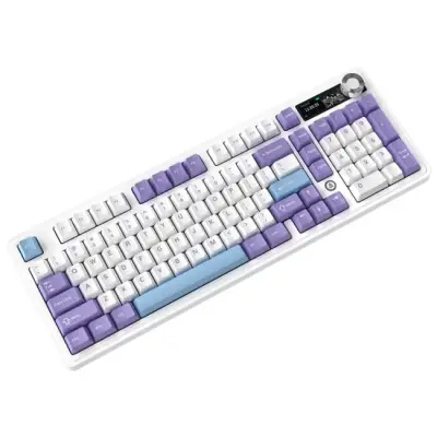 Klawiatura mechaniczna bezprzewodowa Ajazz AK980 V2 Gift Switch V2 Purple White Blue z ekranem