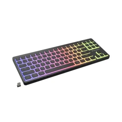 Klawiatura gamingowa Genesis Thor 430 TKL Outemu Silent Pink bezprzewodowa mechaniczna podświetlana czarna Hot-Swap Slim