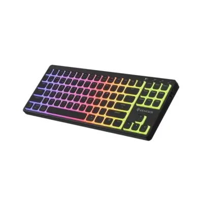 Klawiatura gamingowa Genesis Thor 430 TKL Outemu Silent Pink bezprzewodowa mechaniczna podświetlana czarna Hot-Swap Slim