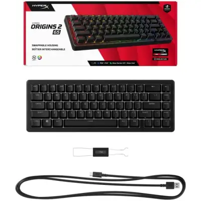Klawiatura gamingowa HyperX Alloy Origins 2 65 HyperX Red (linear) przewodowa mechaniczna podświetlana czarna