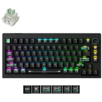 Klawiatura gamingowa Keychron L5W-W1 Lemokey Ultra-fast Lime Magnetic Switch przewodowa magnetyczno-mechaniczna podświetlana czarna