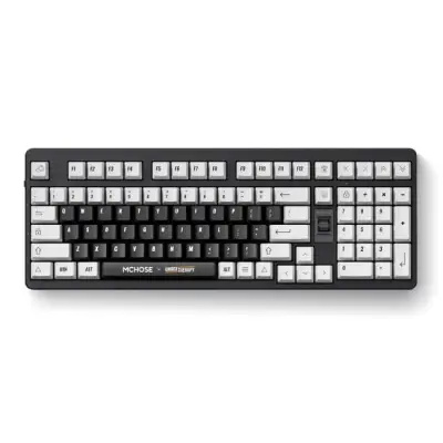 Klawiatura gamingowa Mchose UT98 Kailh Icy Creamsicle bezprzewodowa mechaniczna podświetlana biało-czarna
