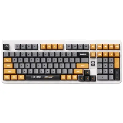 Klawiatura gamingowa Mchose UT98 Outemu Silent Peach V3 bezprzewodowa mechaniczna podświetlana biało-szara