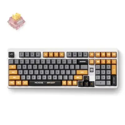 Klawiatura gamingowa Mchose UT98 Outemu Silent Peach V3 bezprzewodowa mechaniczna podświetlana biało-szara