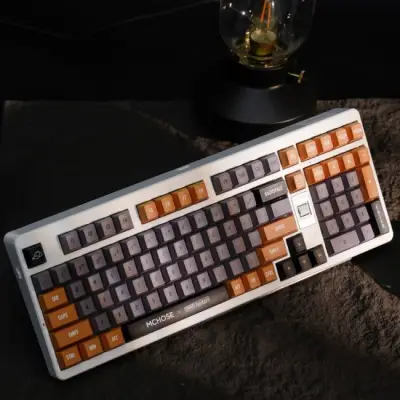 Klawiatura gamingowa Mchose UT98 Outemu Silent Peach V3 bezprzewodowa mechaniczna podświetlana biało-szara