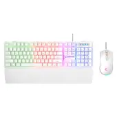Rampage Fortuna Zestaw gamingowy klawiatura z podkładką i mysz 12800 DPI, biały