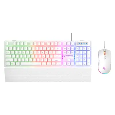 Rampage Fortuna Zestaw gamingowy klawiatura z podkładką i mysz 12800 DPI, biały