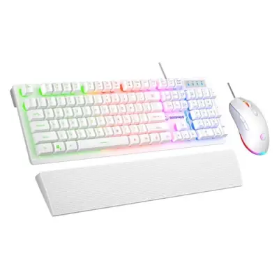 Rampage Fortuna Zestaw gamingowy klawiatura z podkładką i mysz 12800 DPI, biały