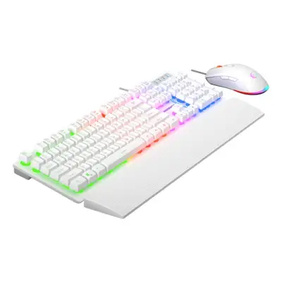 Rampage Fortuna Zestaw gamingowy klawiatura z podkładką i mysz 12800 DPI, biały