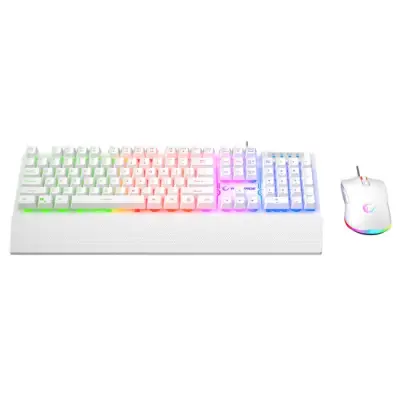 Rampage Fortuna Zestaw gamingowy klawiatura z podkładką i mysz 12800 DPI, biały