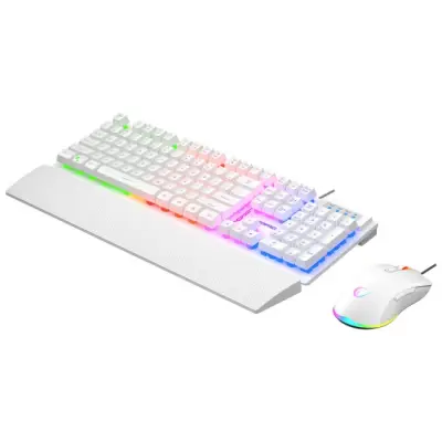 Rampage Fortuna Zestaw gamingowy klawiatura z podkładką i mysz 12800 DPI, biały