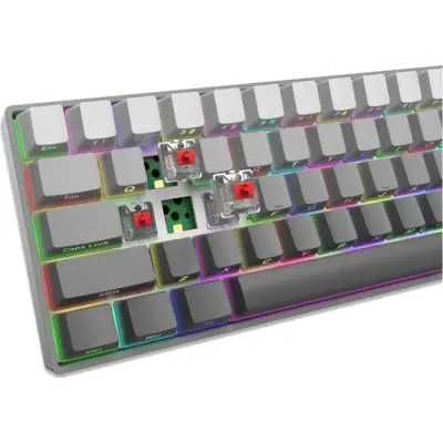 Klawiatura gamingowa White Shark Nunchaku szara Gradient Red Switch RGB Hot-Swap