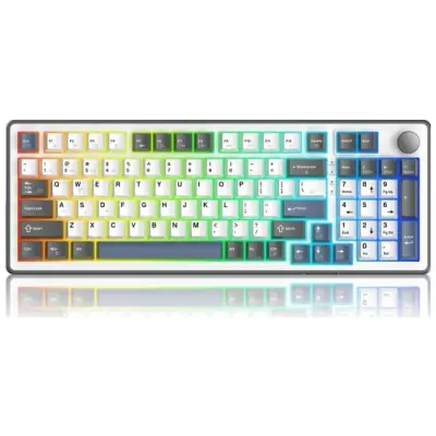 Klawiatura gamingowa White Shark Excalibur biała KTT Wine Red RGB Hot-Swap