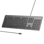 Klawiatura Unitek SlimTap przewodowa 100% (full-size) szara
