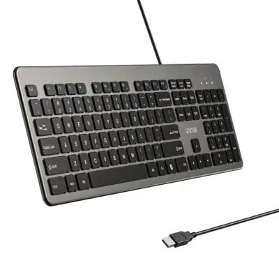 Klawiatura Unitek SlimTap przewodowa 100% (full-size) szara