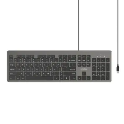 Klawiatura Unitek SlimTap przewodowa 100% (full-size) szara