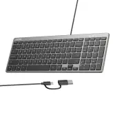 Klawiatura Unitek SlimTap przewodowa 96% szara