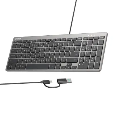 Klawiatura Unitek SlimTap przewodowa 96% szara