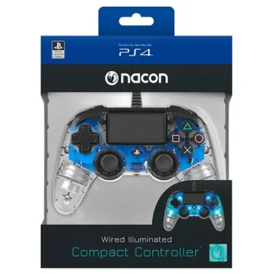 NACON PS4 Pad przewodowy Compact - świecący niebieski
