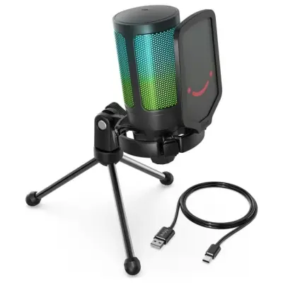 Fifine A6V AMPLIGAME RGB mikrofon pojemnościowy studyjny czarny