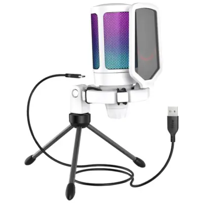 Fifine A6V AMPLIGAME RGB mikrofon pojemnościowy studyjny biały