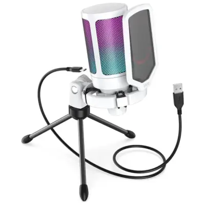 Fifine A6V AMPLIGAME RGB mikrofon pojemnościowy studyjny biały