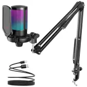Fifine A6T AMPLIGAME USB RGB mikrofon pojemnościowy studyjny czarny