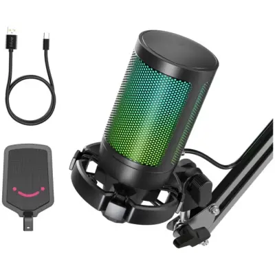 Fifine A6T AMPLIGAME USB RGB mikrofon pojemnościowy studyjny czarny