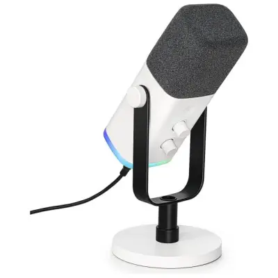 Fifine AM8W AMPLIGAME USB/XLR RGB mikrofon dynamiczny studyjny biały
