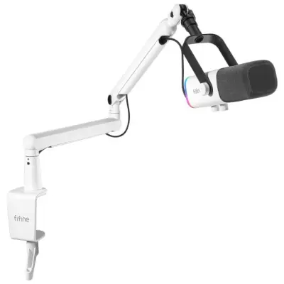 Fifine TAM8 XLR/USB mikrofon studyjny dynamiczny z ramieniem biały