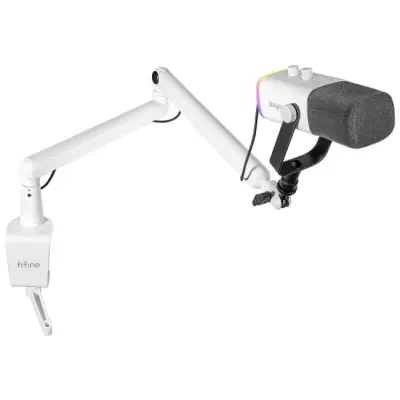Fifine TAM8 XLR/USB mikrofon studyjny dynamiczny z ramieniem biały