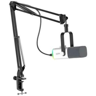 Fifine AM8TW AMPLIGAME USB/XLR RGB mikrofon dynamiczny studyjny ze statywem biały