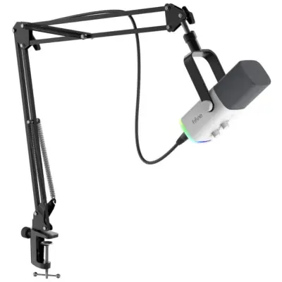 Fifine AM8TW AMPLIGAME USB/XLR RGB mikrofon dynamiczny studyjny ze statywem biały