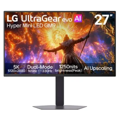 LG UltraGear Evo AI 27GM950B-B - 330Hz QHD 165Hz 5K Hyper Mini LED IPS 27" HDR1000 USB-C PD90W