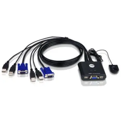 ATEN KVM 2/1 CS-22U USB (remote control, cables integrated) English Box