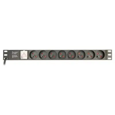 Gembird Listwa zasilająca rack (PDU), 8 gniazd FR, 1U, 16A, wtyk Schuko 3m