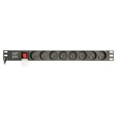 Gembird Listwa zasilająca rack (PDU), 8 gniazd FR, 1U, 16A, wtyk Schuko 3m