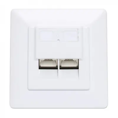 Intellinet 771900 Gniazdo sieciowe podtynkowe 2xRJ45 Cat6 10G, STP, 80x80mm, białe