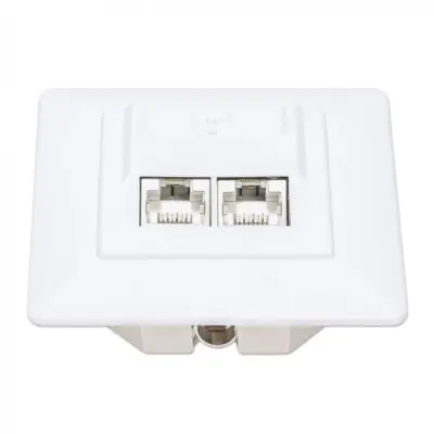 Intellinet 771900 Gniazdo sieciowe podtynkowe 2xRJ45 Cat6 10G, STP, 80x80mm, białe