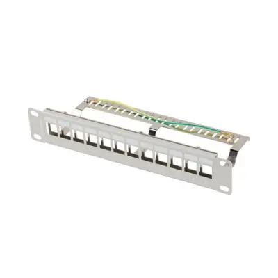 Lanberg Patch panel pusty 12 port 1U 10" FTP z organizerem do modułów keystone szary
