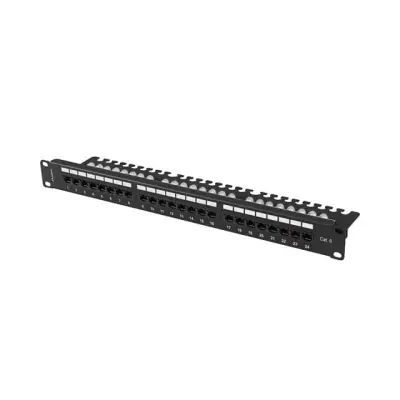 Lanberg Patch Panel 24 port 1U 19" kat.6 UTP czarny z organizerem kablowym