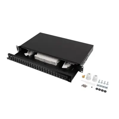 Lanberg Przełącznica światłowodowa 24XSC Duplex / 24XLC Quad Rack 19'' 1U czarna